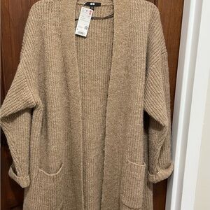 Uniqlo Women's Tan / Beige long Sweater Cardigan size large